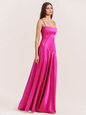 Corest マキシドレス 調節可能なスパゲッティストラップ バックレス レースアップ プロムドレス