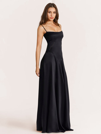 Corest マキシドレス 調節可能なスパゲッティストラップ バックレス レースアップ プロムドレス