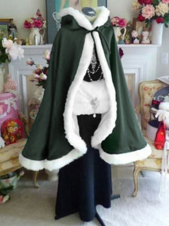 グリーン 女性のクリスマス赤いマントポリエステルクリスマスヴィンテージホリデーコスチューム