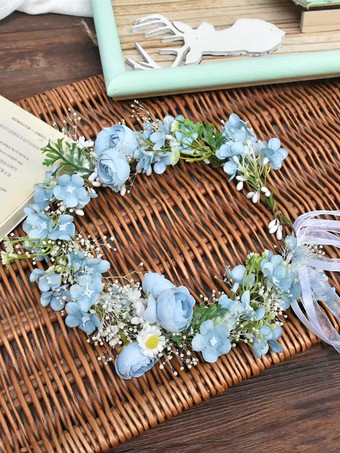 アクアグリーンピンクの結婚式の花のかぶとポリエステルブライダルヘアアクセサリー