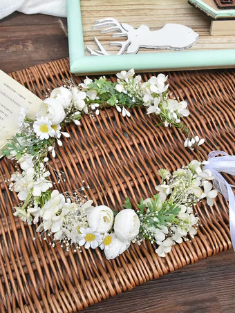 ホワイト ピンクの結婚式の花のかぶとポリエステルブライダルヘアアクセサリー