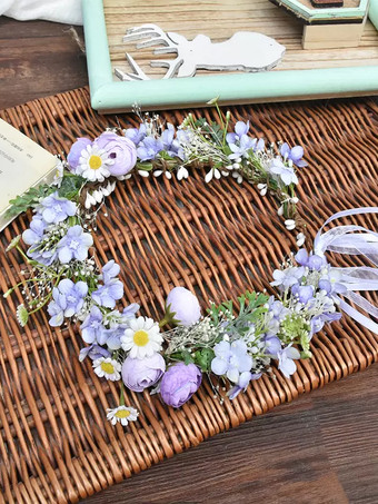 ライラックカラーピンクの結婚式の花のかぶとポリエステルブライダルヘアアクセサリー