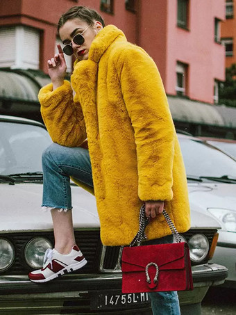 フェイクファーコート ノッチラペル 冬 シック エコフレンドリー ロングジャケット レディース 2025