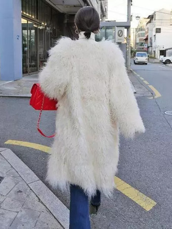 Cappotti in pelliccia sintetica maniche lunghe cappotto grigio chic da donna