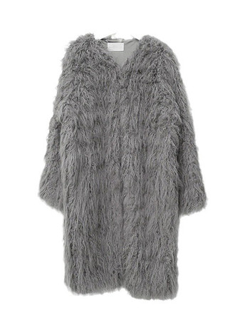 Cappotti in pelliccia sintetica maniche lunghe cappotto grigio chic da donna