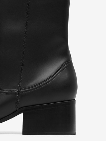 メンズブーツ チェルシーブーツ ブラックレザー スクエアトゥ アンクルショートブーツ