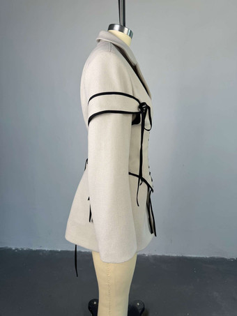 ブレザードレス ターンダウンカラー ツートン レースアップ 長袖 シックなレディース服 ミニドレス