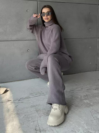 Knitted Casual Two Piece Co-ord Set For Women 2025