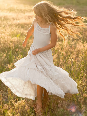 ウェディング フラワーガールドレス 特別な日のドレス エクリュ ホワイト ノースリーブ ティアード