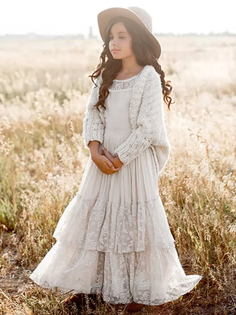 ウェディング フラワーガールドレス 特別な日のドレス エクリュ ホワイト ノースリーブ ティアード