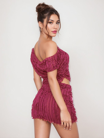 クラブウェアセット ポリエステル 半袖 セクシー クラブ衣装