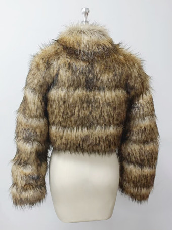 フェイクファーコート エコフレンドリー 冬用 プラッシュ クロップドジャケット レディース 2025