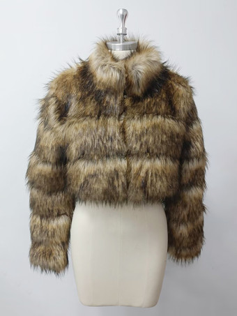 フェイクファーコート エコフレンドリー 冬用 プラッシュ クロップドジャケット レディース 2025