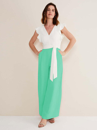 ミントグリーンマザードレス Vネック 半袖 Aライン サッシュ 結婚式のゲストドレス 自由なカスタマイズ