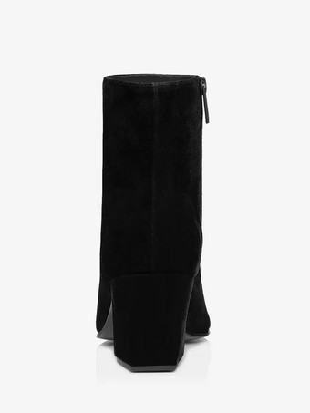 メンズ ブラック スエード チェルシー ラウンドトゥ スリッポン スエード ブロックヒール ブラック ドレスブーツ