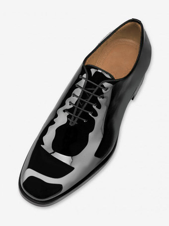 メンズ パテントレザー タキシード オックスフォード ドレスシューズ クラシック レースアップ ラウンドトゥ ウェディング プロム フォーマルシューズ