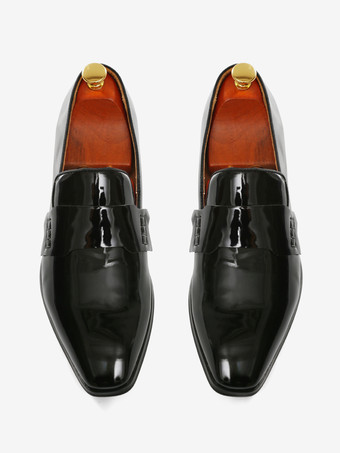 メンズ ペニーローファー モダン ラウンドトゥ スリッポン パテントPUアッパー プロム パーティー ウェディングシューズ