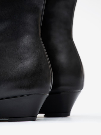 Bottes noires hautes au genou bottes à talons compensés à bout carré pour femmes