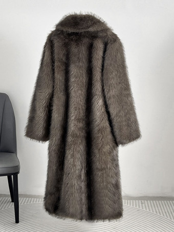 フェイクファーコート ノッチドラペル オーバーサイズ 冬物 ロングジャケット レディース 2025