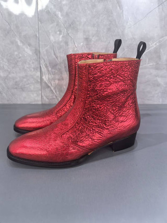 rojo Botas de hombre botas Chelsea botas de fiesta cortas hasta el tobillo con purpurina y punta redonda en color rojo