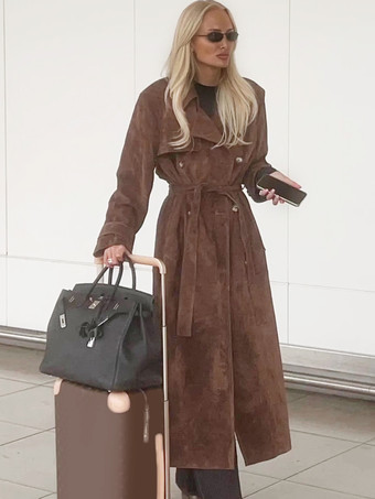 レディース トレンチコート 実用的 ターンダウンカラー 長袖 ポリエステル コンバーチブル フロントボタン