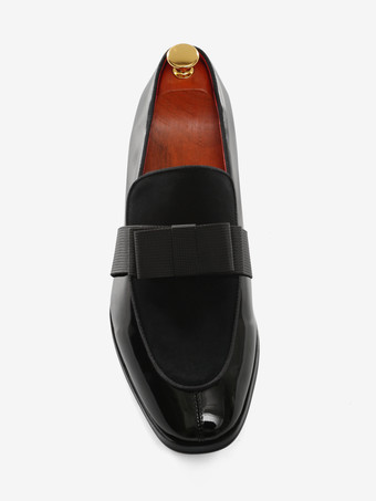 メンズ ベルギーローファー レザー スリッポン リボン ラウンドトゥ パテントペニーシューズ タキシード プロム パーティー ウェディングシューズ