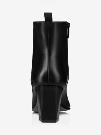 メンズブーツ ブロックヒール ブラック ポインテッドトゥ ロックスタイル ドレス ショートブーツ