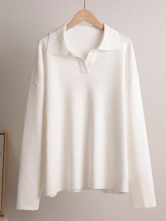 女性用ニットパンツセットドロップショルダープルオーバーとワイドレッグパンツ