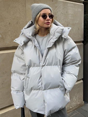 コットン パファー ジャケット フード付き 冬用 キルティング ゆったり アウター レディース 2026