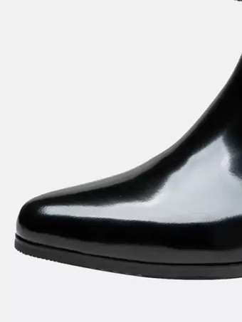 メンズ チェルシーブーツ 牛革 シック ブラック アンクル ショートブーツ