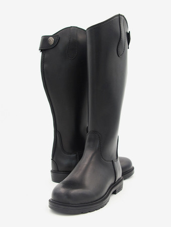 メンズニーハイブーツ 牛革 シック ブラック ナイトブーツ