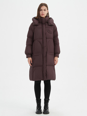 ダークレッドレディース ダウンジャケット ダックダウン