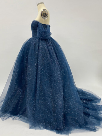 レース ウェディングドレス トレイン プリンセス シルエット 半袖 チュール ストラップレス ブライダルドレス