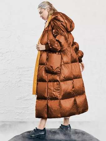 ブラウン レディース ダウンジャケット シック ダックダウン