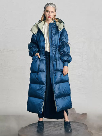 ダークネイビーレディース ダウンジャケット シック ダックダウン