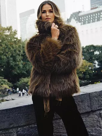 MURUA フェイクファーラインジャガードコート ブラウン murua