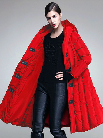 レッド レディース ダウンジャケット シック ダックダウン