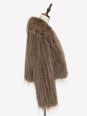 フェイクファーコート アプリコット 長袖 フェイクファージャケット 冬用コート