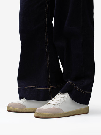 レディース ホワイト スニーカー レースアップ スケート スニーカー