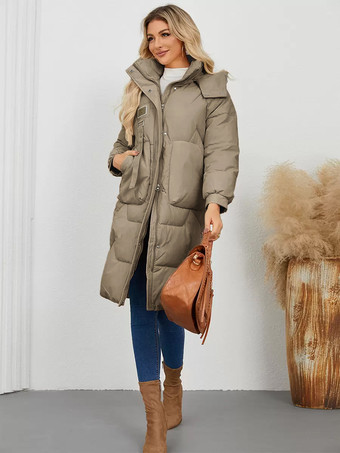 パファーコート アプリコット スタンドカラー ボタン レースアップ 長袖 アウター