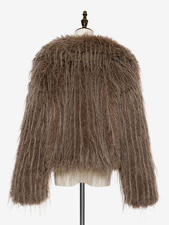 フェイクファーコート アプリコット 長袖 フェイクファージャケット 冬用コート