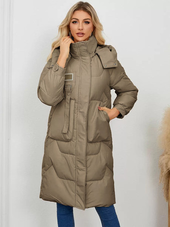 パファーコート アプリコット スタンドカラー ボタン レースアップ 長袖 アウター