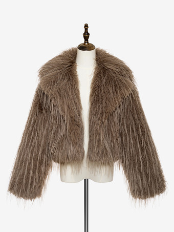 フェイクファーコート アプリコット 長袖 フェイクファージャケット 冬用コート