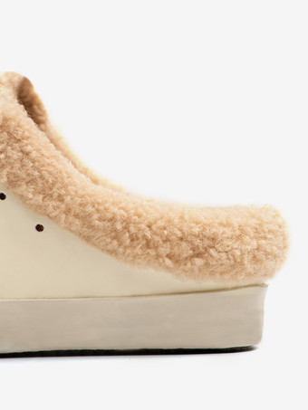 ホワイトミュールスニーカー シアリング ラウンドトゥ レースアップ スケートスニーカー