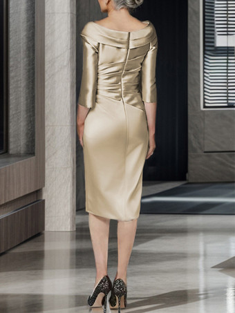 ブライダルマザードレス Vネック ハーフスリーブ Aライン プリーツ ウェディングゲストドレス