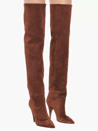 ミッドカーフブーツ レディース マイクロスエードアッパー スクエアトゥ キトンヒールブーツ