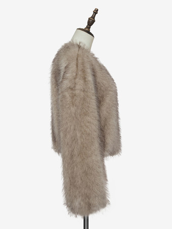 フェイクファー クロップドコート クルーネック 環境に優しい 冬用ショートジャケット レディース 2025