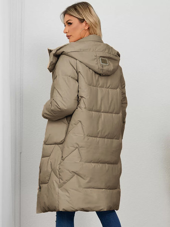 パファーコート アプリコット スタンドカラー ボタン レースアップ 長袖 アウター