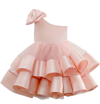 フラワーガールドレス ワンショルダー ノースリーブ リボン フォーマル キッズ ページェントドレス