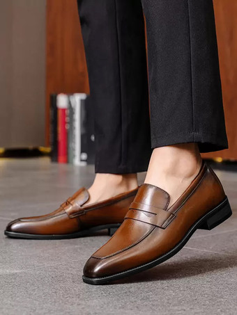 ペニーローファー メンズ ラウンドトゥ 牛革ローファーシューズ